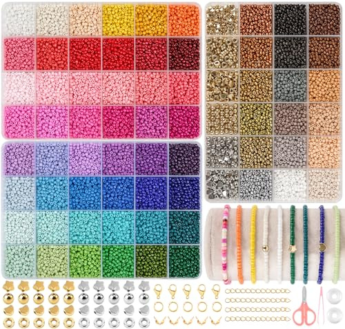 RUBY 38000 Stück Perlen für Armbänder, 3mm 66 Farbe Perlen Set, Perlen zum Auffädeln,Armbänder Selber Machen, DIY Schmuck Freundschaftsarmbänder & DIY Basteln, Armband, Halsketten, Geburtstag