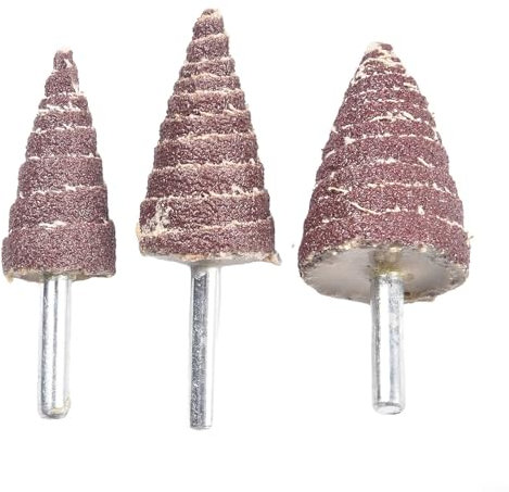 Mole lamellari in carta vetrata di alta qualità, testa conica conica, gambo da 6 mm, adatte per lucidatura e molatura, 20/25/30 mm