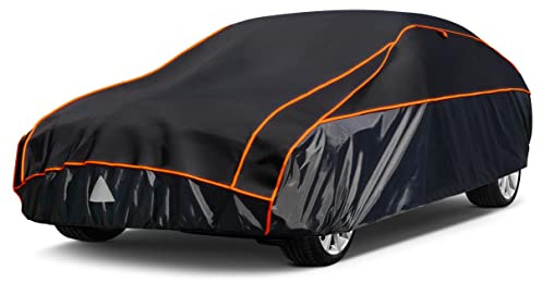 kayme Hagelschutzplane Auto Autoabdeckung Wasserdicht Atmungsaktiv. PKW Hagelschutzgarage, Abdeckplane für Hagel Sonne Regen Schutz, Hagelschutz vollgarage für Limousine (495 bis 545 cm) Schwarz
