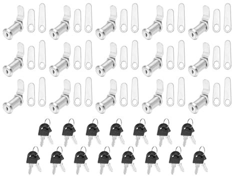 PATIKIL 1-1/2 Inch Keyed Alike Cabinet Locks with Key, 15 Pack Cam Replacement Lock Cylinder Toolbox Lock for RV Drawer Storage Cart Mailbox, Silver