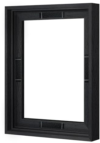 Abtgt 8x10 Canvas Floating Frame with 0.9 Deep, Black Floater Frame for Canvas Paintings with Adhesive, Vertical or Horizontal Wall Art frame for Prints Oil Painting Diamond Decor, 1 Pack.