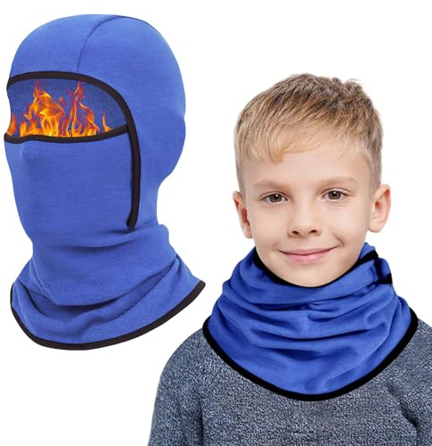 AYPOW Passamontagna in Pile Termico Bambini 6-14 Anni, Invernale Multifunzione Antivento Caldo Maschera da Sci da Ciclismo, Berretti Cappello con Scaldacollo per Ragazzi Ragazze Sport all'Aria Aperta