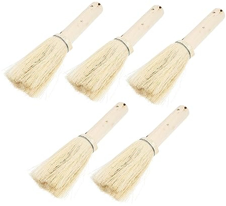 Baluue 5pcs Natural Coconut Fiber Kitchen Pot Brush Wooden Handle 13cm, Non-stick Oil Removal Cleaning Brush for Dishes and Pans, Heat Resistant Household Kitchen Cleaning Tool