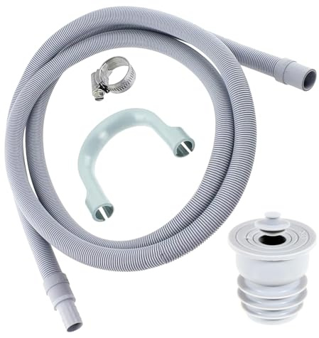 SPARES2GO Drain Hose + Seal Plug Kit Washing Machine Dishwasher Waste Pipe Extension Set (2.5m)