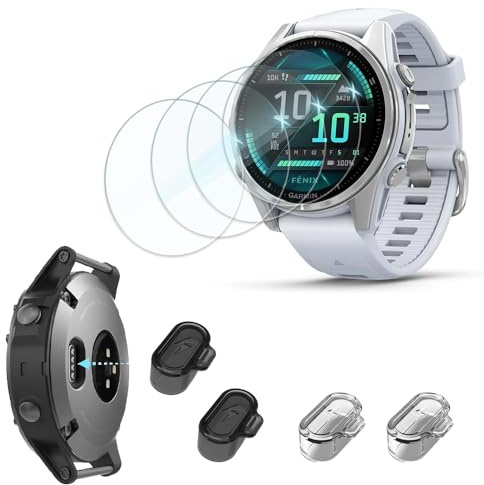 FCMEDZI Fits for Garmin fenix 8 43mm Screen Protector, Charging Dust Plug
