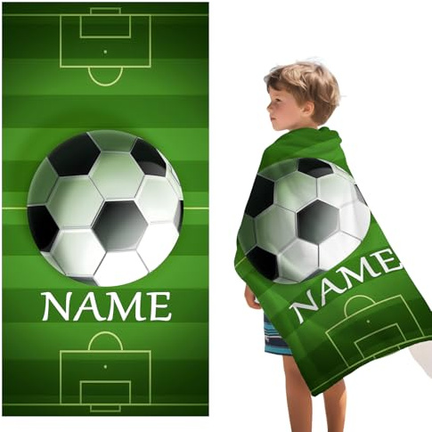 LXTOPN Personalisiertes Fußball Handtuch, Badetuch Saunatuch Fußball für Kinder, Mikrofaser Strandtuch für Strand, Reise, Camping (Stil F, 75 * 150cm)