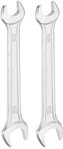 HARFINGTON 2pcs Double Open End Wrench 10mm x 13mm Metric 15 Degree Offset Angle Small Flat Head Wrench Galvanizing Open Ended Spanner for Automotive Repair Furniture Assembly