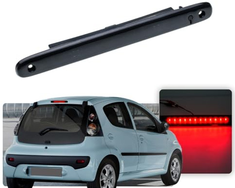 NSLUMO dritte LED-Bremsleuchte für C/itroen C1 P/eugeot 107 T/oyota Aygo | 2005-2014 hochgesetzte mittlere Bremsleuchte OEM 1606372780 6351W4 6351W5 getöntes Glas Direktersatz 81570-0H010