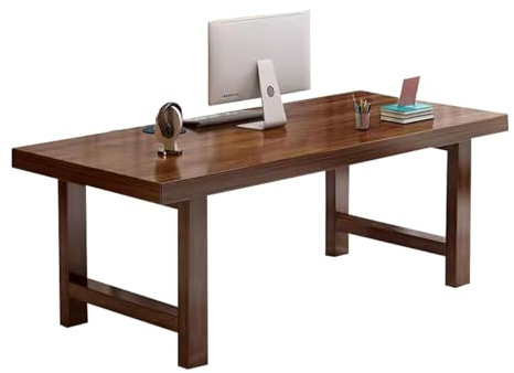 Massivholz Rechteckiger Computertisch Einfacher Wohnzimmertisch Einfacher Heimarbeitsplatz Geeignet für Wohnzimmer Büro Schule(Walnut Coloured,100 * 60 * 75cm)