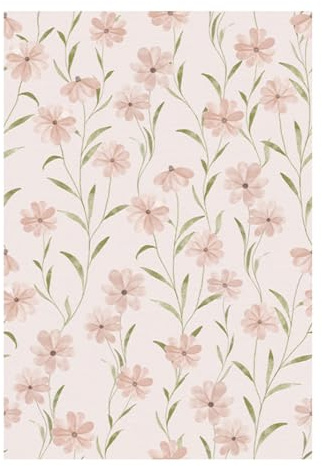 dijiusidy Wall Wallpaper Waterproof Adhesive Film for Kitchen Wall PVC Self-Adhesive Wallpaper Flowers Furniture Foil, Pink Woven Flower, 44CM*300CM