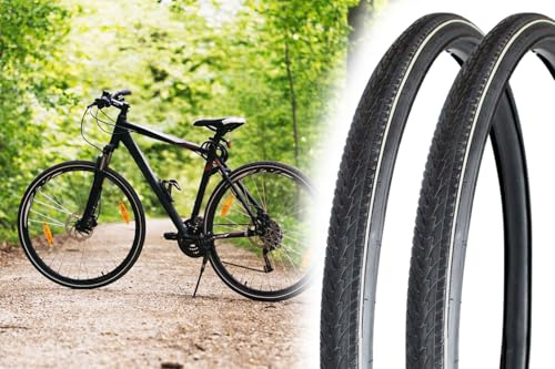 2X Fahrradreifen 28 x 1 5/8 x 1 3/8 Zoll ETRTO 37-622 mit weißer Linie, Reifen für City Bike Touren