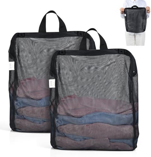 OTraki 2 Filet à Linge Machine a Laver, 30x40cm Sac Linge avec Fermeture Éclair Antirouille et Poignées Grande Ouverture Petits Filet Machine a Laver Suspendus pour Sous-Vêtements Blouse Chemises