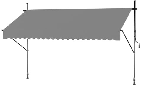 LILIIN Tenda da sole flessibile, resistente ai raggi UV e regolabile in altezza, senza foratura, 100% poliestere, grigio chiaro, 250 x 120 cm