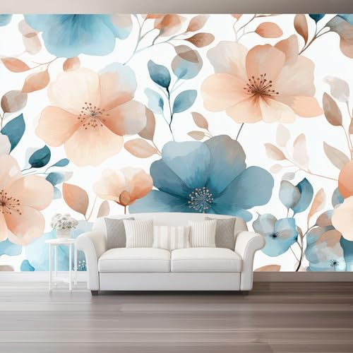 Colore Carta da parati murale, Natura Acquerello Sfumatura Fiori Carta da parati per soggiorno camera da letto, murale decorativa non tessuto per sala da pranzo corridoio 400 x 281 cm