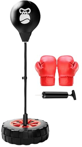 Sac de Boxe Debout, Sac réflexe de Boxe - Sac d'exercice de pour Salle de Sport | de de Vitesse avec Gants de, Balle de Frappe d'entraînement réflexe à Hauteur Flexible pour l'exerc