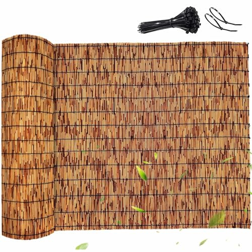 Schilfrohrmatte 120 X 600Cm Natur Sichtschutz Balkon Terrasse Garten Aus Natur Schilf Sichtschutzmatte Als Sonnenschutz Und Blickschutz Für Zaun Pergola Balkonverkleidung(Carbonized,100x500cm)
