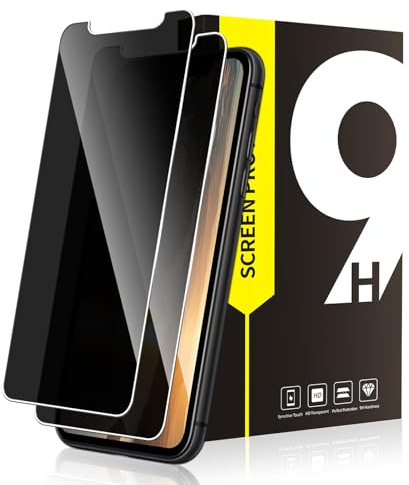 Bodyguard 2 pellicole protettive in vetro temperato per iPhone 11/XR, installazione senza bolle d'aria, antigraffio, anti-scheggiatura, bordo 2.5D, protezione privacy per iPhone XR