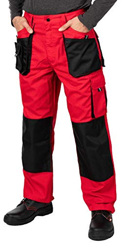 Mazalat Arbetsbyxor Män med Knäfickor, Storlek S-XXXL, Arbetsbyxor herr, Svart Arbetsbyxor, Arbetsbyxor, Cargobyxor, Kvalitet, Röd, 64
