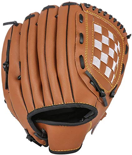 DINGZHAO Gant de baseball en cuir synthétique pour main gauche - 26,7 cm - 31,8 cm - Pour adultes, adolescents et enfants - Marron - Adulte (31,8 cm)