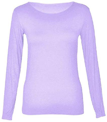 Crazy Girls Women's Long Sleeve T-Shirt, 8-22 & Kidz Sizes, Athletic Fit, Stretch, Bright Colors, Round Scoop Neck, Viscose, 25 Inches (Approx.)