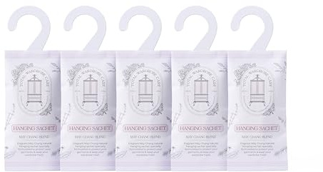 Total Wardrobe Care 5x Natural Hanging Wardrobe Fresheners Sachets With Essential Oil Blend Of May Chang, Lavender, Cedar Wood, Rosemary And More. Moth Repellent And Wardrobe Air Freshener For Storage