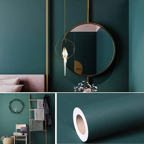 Oliver Dark Green Peel and Stick Wallpaper Matte Texture Sticker Decorative Adhesive Vinyl for Drawer Cabinet Shelf Liners Waterproof Removable (Dark Green, 40 X 250cm)