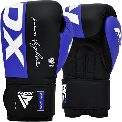 RDX Guantes de Boxeo Maya Hide Cuero Entrenamiento Guantes de Muay Thai, Sparring, Kickboxing, Artes Marciales, Saco Manoplas de Boxeo, MMA, Gimnasia Entrenamientos Hombres Mujeres 8 10 12 14 16 OZ