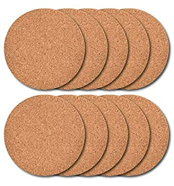 CAM2 Untersetzer,Kork Untersetzer,Untersetzer Gläser(10er Pack) 9 cm Dm 3.5 mm Dick,Korkuntersetzer Rund,für Getränke,Bar,Tassen