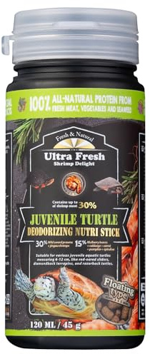 Ultra Fresh Floating Juvenile Turtle Food, All Natural Ingredients, Wild Sword Prawn, w/Deodorizing Probiotics, Juvenile Turtle Deodorizing Nutri Stick 45g
