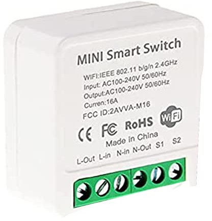 hoaker Mini Interruptor de Relé WiFi Inteligente, MóDulo de Interruptor de Luz con Temporizador de Bricolaje AplicacióN Smart Life/Tuya, Control Remoto InaláMbrico