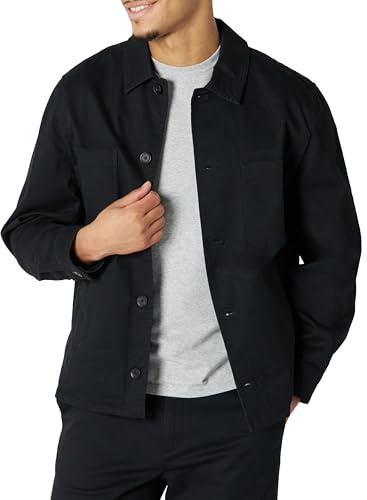 Amazon Essentials Men's Relaxed-Fit Stretch Cotton Utility Jacket, Black, L