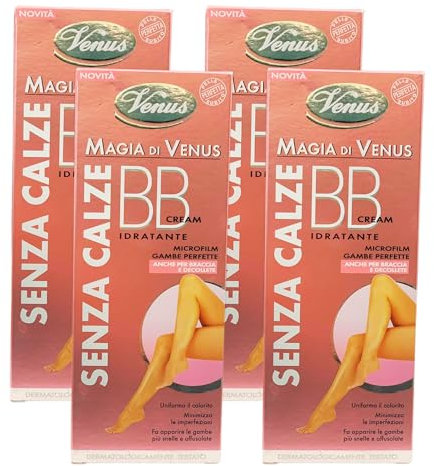 BB Cream Idratante, Senza Calze, Uniforma il Colorito, Minimizza le Imperfezioni, Fa Apparire le Gambe più Snelle e Affusolate, Anche per Braccia e Decollete 150ml (4 Unità) + Kit Bottiglie da Viaggio