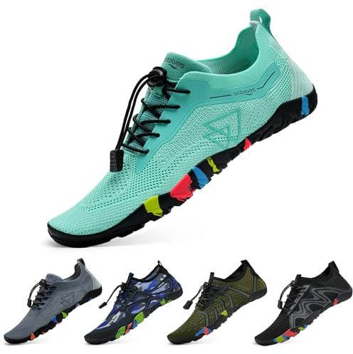 WateLves Scarpe da Bagno Scarpe da Acqua Donne Uomini Asciugano Velocemente e Indossano Velocemente Scarpe da Spiaggia,per Sub,Surf,Sport Acquatici,Escursionismo,Yoga,Oggi,Verde Chiaro 40 EU