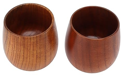Fydun Tazas de té de Madera Hechas a Mano, Multifuncionales, Seguras, Tazas de té de Madera Maciza para Beber té, café, Vino, Cerveza, Bebidas Calientes, 2 uds. (Paquete de 2)