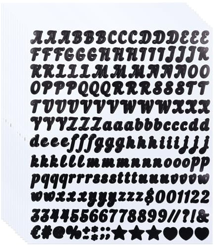 2400 Pieces Letter Number Sticker Adhesive & Waterproof Vinyl Alphabet for Scrapbook Notebook Name Tag Graduation Cap Water Bottle Scrapbooking - Black