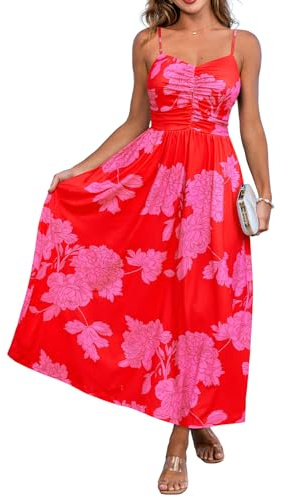 CUPSHE Women's Maxi Dresses Casual Summer Sundress Sleeveless Floral Spaghetti Straps Long Beach Formal Dress