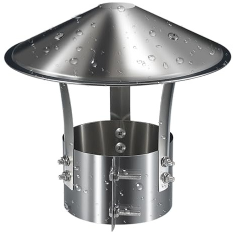 Comignolo per Canna Fumaria in Acciaio Inossidabile 304, Cappuccio per Camino, Comignolo Antivento Antipioggia, Cappuccio for Tubo Della Stufa Esterna, per Scarico del Tetto(130mm/5.1in)