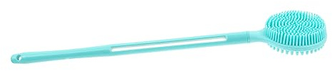 CIYODO Brosse de Bain Silicone Double-face avec Manche Long pour Massage et Exfoliation Du Dos Poils Doux et Confortable Nettoyant pour Corps et Joints de Salle de Bain Adaptée Femmes et