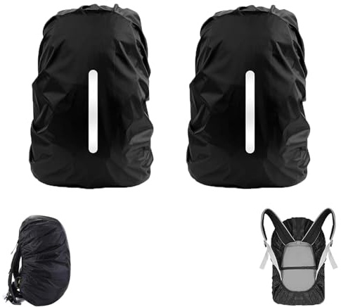 AYZDJ Paquete de 2 fundas impermeables para mochila – Protectores reflectantes para mochila contra polvo y robo, equipo de senderismo, camping, viajes para actividades al aire libre (tamaño universal)