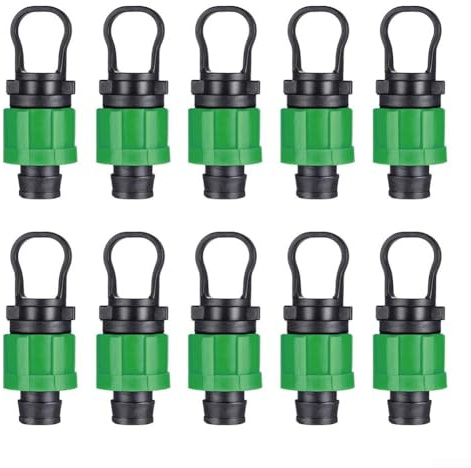 10 Stück Tropfband-Endkappen für 16 mm Tropfschläuche und 1/2 Zoll Bewässerungsschlauch 30 PSI Druckbewertung