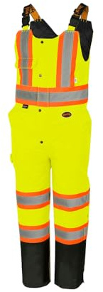 Pioneer Hi Vis Waterproof Bib Pants For Men & Women - Insulated Safety Rain Overalls - For Construction Work - Reflective