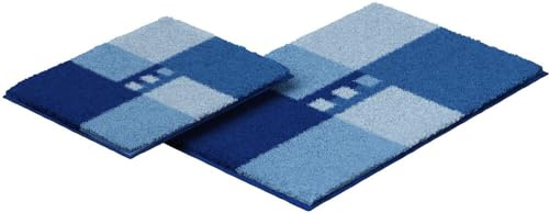 Linea Due Badteppich 100% Polyacryl, ultra soft, rutschfest, ÖKO-TEX-zertifiziert, 5 Jahre Garantie, MERKUR, Set 2-teilig o.A. 2 SET, blau