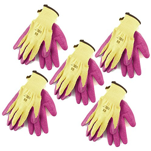AB Tools 7 Constructores de bricolaje Jardinería de protección guantes de trabajo recubiertas de goma de látex Rosa x 5