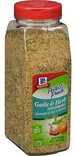 McCormick Perfect Pinch Garlic & Herb Seasoning, 19 oz - One 19 Ounce Container of Garlic Herb Seasoning to Add Zesty Flavor to Chicken, Pasta, Salads and More