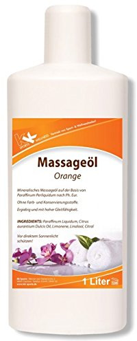 KK Massageöl Orange | 1 Liter Flasche | Belebendes Massageöl mit frischem Orangenduft