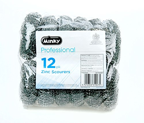 Minky Professional Zinc Scourer 12 pack, Sponges Washing Up, Household Supplies, Cleaning Supplies, Washing up Household Essentials, Wire Wool Scourers, Cleaning Kitchen Sponges