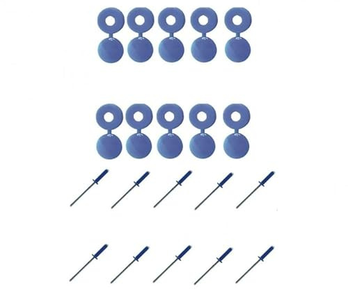 cyclingcolors Lot de 10 Rivets + Cache Rivet Bleu Plaque D'IMMATRICULATION Voiture Auto Moto Scooter MOBYLETTE Protection Plastique Aveugle VIS Boulon Fixation