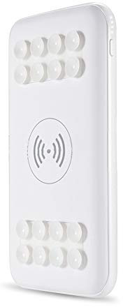 MYYING ELE Wireless Charger 10000mAh Fast Charging Power Bank External Battery Pack with Dual USB/Input and Suction Cup Compatible with iPhone XS/XR/XS Max/8/8 Plus and More, White