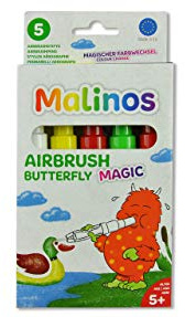 MALINOS 300966 Magic 5-pack fjäril inkl. mall A6 airbrush, 10 x 20 x 2