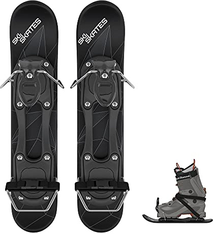 Skiskates - Mini Pattini da Sci Corti per Neve | Sci da Pattinaggio Snowblades Skiboards | Pattini per la Neve | Gli Sci più Corti (Nero/Scarponi da Sci)